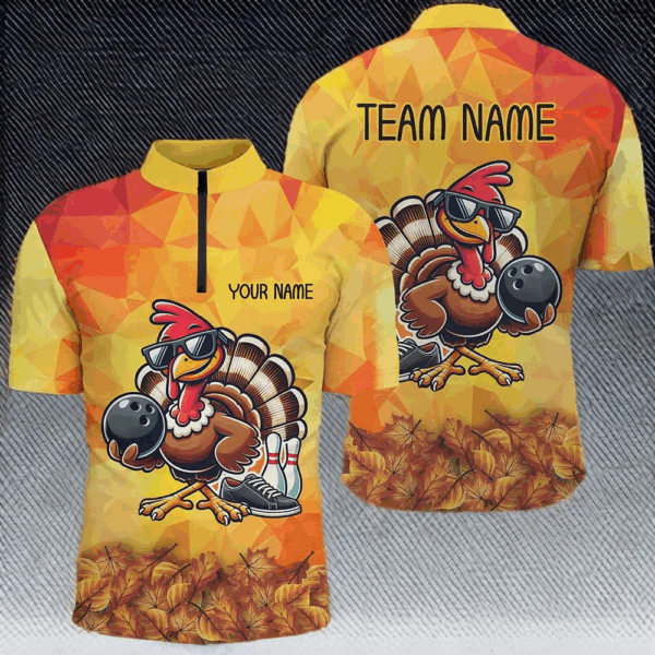 Personalized Funny Turkey Autumn Bowling Shirts For Men, Thanksgiving Bowling Shirts Team Uniform NQS8641