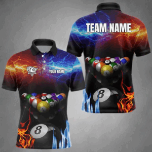 Orange And Blue Custom Lightning Men's Billiard Shirts – Billiard Pool Team Jerseys Polo & 1/4 Zip TDM4014