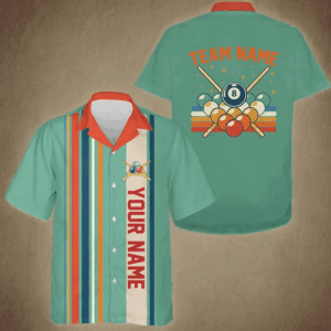 Personalized Retro Billiard Hawaiian Shirts, Billiard Team Shirts Custom Pool Player Gifts |Green TDM4000