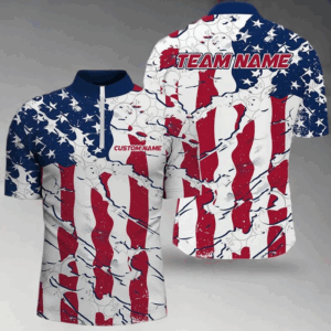 Bowling Ball Pattern American Flag Custom Unisex Bowling Team Shirts, Patriotic Bowling Jerseys IPHW6493