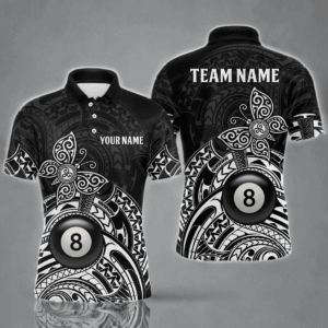 Custom White Black Tribal Butterfly Billiard Shirts For Men | 8 Ball Pool Team Jerseys TDM3987