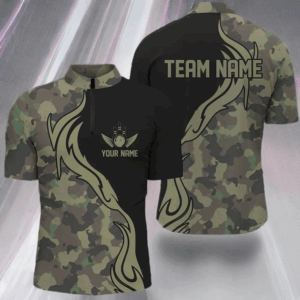 Military Green Camo Custom Army Bowling Team Shirts Personalized Bowling League Shirts For Men IPHW5515