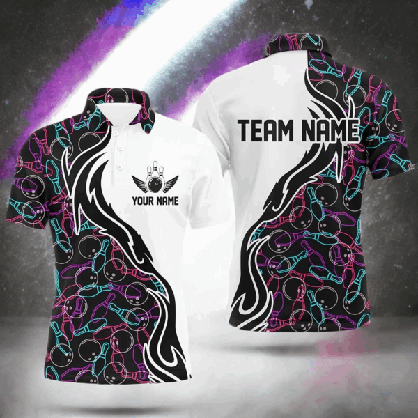 Customized Name Bowling Team Shirts For Men And Women Bowling Pattern Bowling League Jerseys IPHW5486