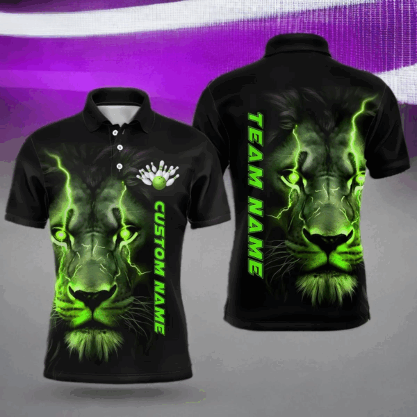 Green Lion Custom Men Bowling Polo Shirts Bowling League Shirts Bowling Team Jerseys Outfits IPHW5358