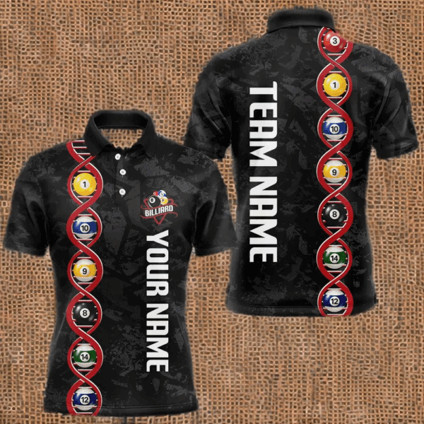 DNA Billiard Shirts For Men Custom Funny Pool Balls Billiard Jerseys Team Polo & Quarter Zip TDM3862