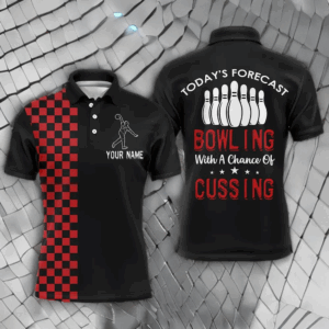 Polo Bowling Shirt for Men, Funny Custom Bowlers Jersey Short Sleeve Today's Forecast NBP101