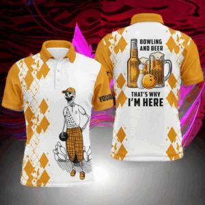 Funny bowling beer skull bowling shirts for men custom name bowling and beer that's why I'm here NQS4634