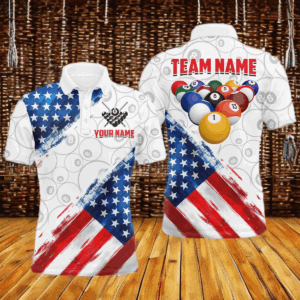 American Flag Personalized Billiard Team Jersey Billiard Gifts for Men Polo & 1/4 Zip Shirts NNT41