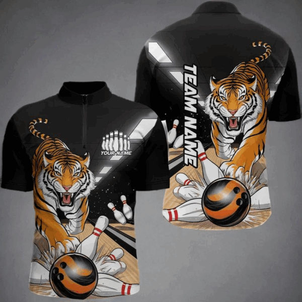 Custom Tiger Bowling Shirts For Men, Tiger Bowling Team Shirt Bowler Uniform Outfits IPHW7980