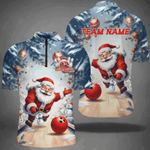 Funny Santa Playing Bowling Custom Christmas Bowling Shirts For Men, Christmas Bowlers Outfits IPHW7845