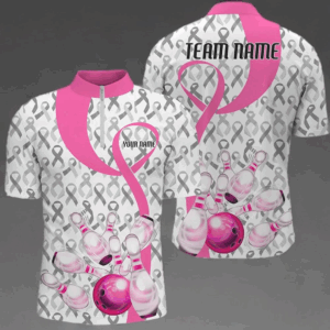 Custom Breast Cancer Pink Ribbon Bowling Shirts For Men, Breast Cancer Awareness Team Jersey IPHW7012