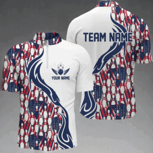 Custom Patriotic Bowling Shirts For Men, Personalized Bowling Team Shirts IPHW6953