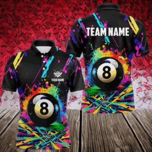 Personalized Colorful 8 Ball Pool Billiard Shirts For Men, Funny Billiard Shirts Pool Team Jerseys TDM3771