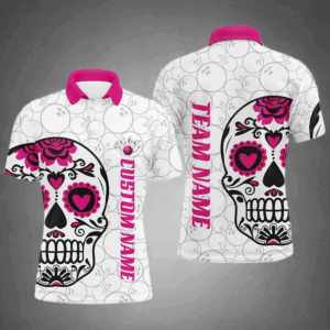 Custom Multi-Color Sugar Skull Tattoo Bowling Shirts For Men And Women, Custom Bowling Tournament Team Shirts IPHW6601