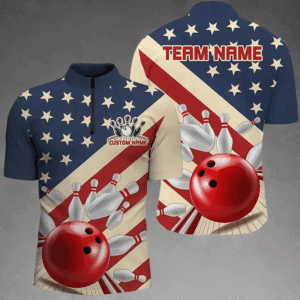 Vintage American Flag Custom Bowling Team Shirt For Men And Women, Retro Patriotic Bowling Jersey IPHW6515