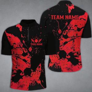 Custom Name Black And Red Bowling Team Shirts For Men And Women, Bowling League Jerseys IPHW6434
