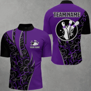 Personalized Bowling Shirts Men Bowling Team Jersey Custom Bowling Quarter-Zip Shirt BDT390