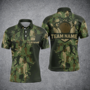 Custom Bowling Shirts Men Camo Bowling Jersey Team League Bowling Polo Shirt BDT304