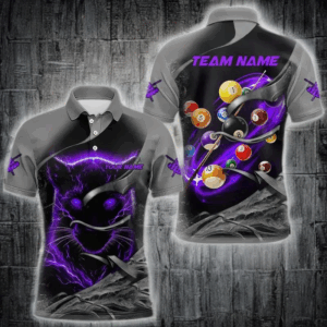 Personalized Panther Lightning 3D Billiard Balls Pool Shirts For Men, Billiard League Jersey|Purple TDM3737