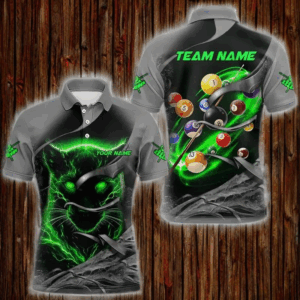 Personalized Panther Lightning 3D Billiard Balls Pool Shirts For Men, Billiard League Jersey |Green TDM3736