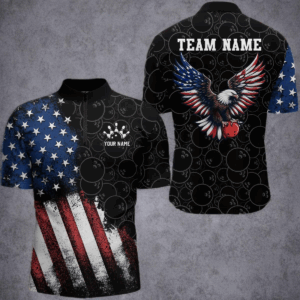 American Bowling Quarter-Zip Shirt for Men Custom Bowling Team Jersey Bowling Shirt QZT14