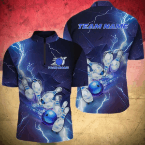 Blue Lightning Thunder Custom Bowling Team Jersey,Team Bowling Shirts For Men IPHW5152