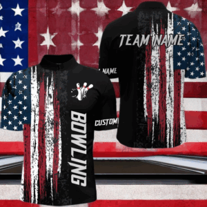 American Flag Bowling Shirt for Men Custom Bowling Jersey for Team Patriots Bowlers Quarter-Zip NBZ149