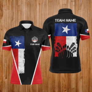 Mens polo bowling shirts Custom name Texas flag vintage black Bowling Team Bowlers Jerseys NQS5273