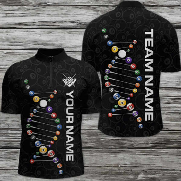 Personalized Billiard Jersey DNA 8 Ball Pool Men Billiard Shirt for Men Team Polo & 1/4 Zip NNT35
