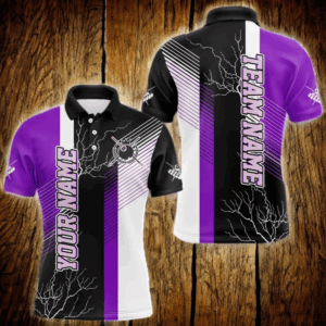 Personalized Black Purple Billiard Polo & 1/4 Zip For Men Custom 8 Ball Pool Billiard Team Jersey TDM3690