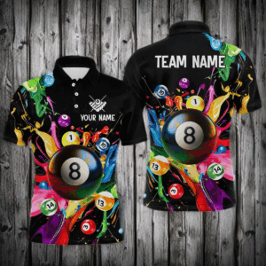 Colorful Ball Billiard Jersey Personalized Billiard Shirt for Men, Billiard Team Jersey Polo & 1/4 Zip NNT31
