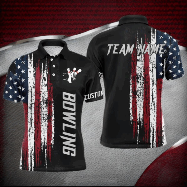 American flag bowling shirt for men and women custom bowling jersey for team Patriots bowlers shirt BL01