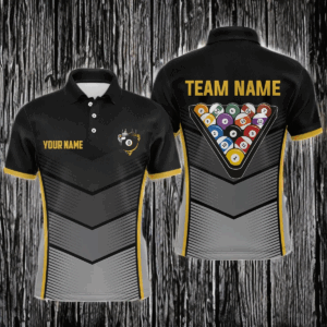 Billiard Shirt Crown 8 Ball Billiard Jersey Men Performance Billiard Shirt for Men Team Polo & 1/4 Zip NNT30