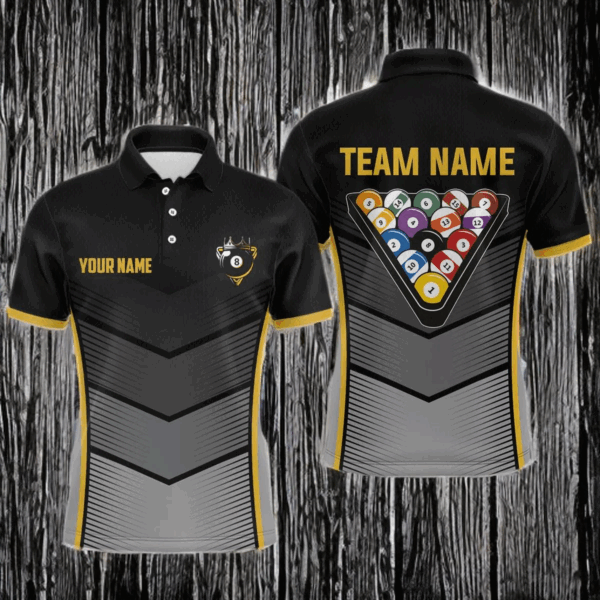 Billiard Shirt Crown 8 Ball Billiard Jersey Men Performance Billiard Shirt for Men Team Polo & 1/4 Zip NNT30