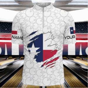 White Bowling Ball Camo Texas flag Bowling shirts for Men custom Team mens bowling League jerseys NQS8740