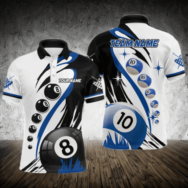 Personalized Billiard 8 Ball & 10 Ball Pool Billiard Shirts For Men Custom Billiard Team Jerseys TDM3650