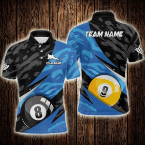 Blue Billiard Jerseys 8 9 Ball Pool Billiard Shirts for Men Polo & 1/4 Zip Shirt Billiards Gifts Team Jersey NNT27