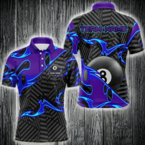 Personalized Blue Purple 3D 8 Ball Billiards Pool Shirts For Men Custom Billiard Team Jerseys TDM3626