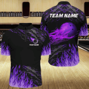 Purple Flame Bowling Shirts Men And Women Custom Bowling Team Jersey Unisex Uniform Bowlers BDT523