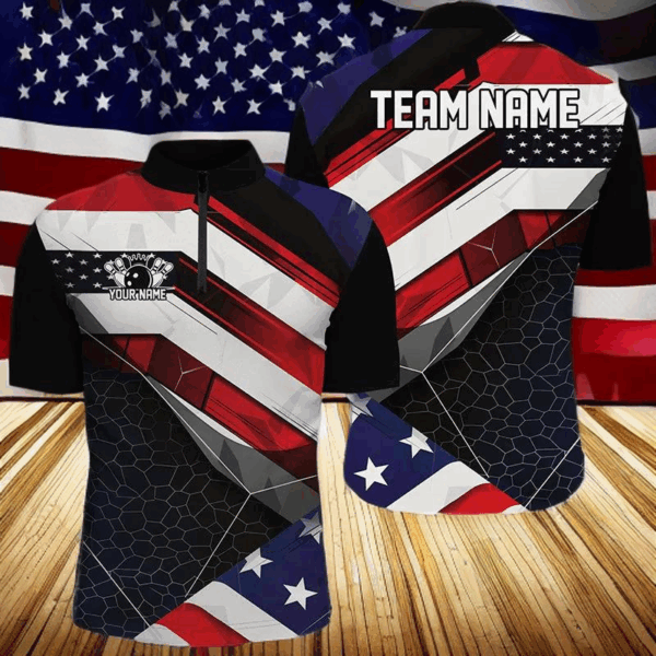 Personalized American Flag Bowling Polo Shirts For Men And Women, IPHW6961
