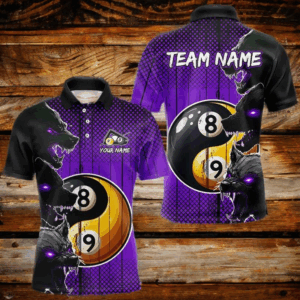 Funny Ying And Yang Eyes Of Wolf Billiard Shirts For Men Custom 8 & 9 Ball Billiard Jerseys |Purple TDM3598