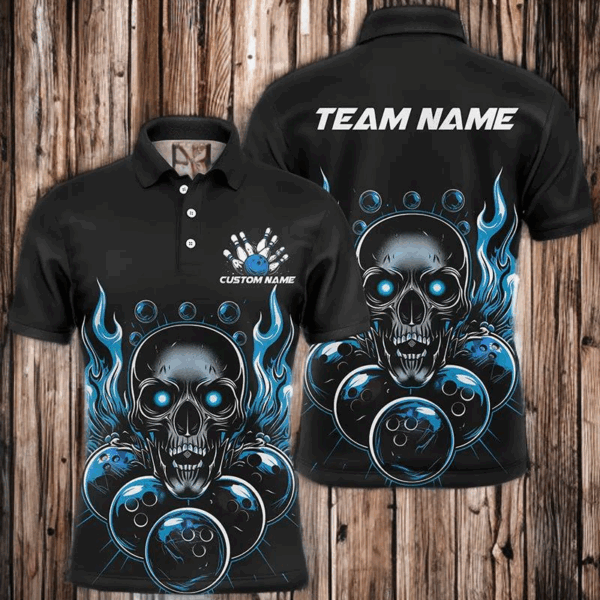 Personalized Multi-Color Skull Bowling Shirts For Men And Women, Flame Ball Bowling Tournament Team Jerseys IPHW6580