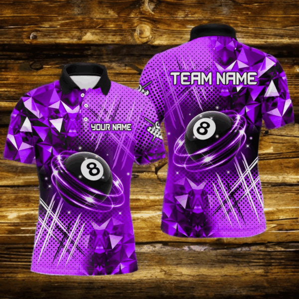 Purple Billiard Shirt 8 Ball Billiard Jersey for Men Billiard Gifts for Men Polo & 1/4 Zip NNT25