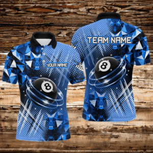 Blue Billiard Shirt 8 Ball Billiard Jersey for Men Billiard Gifts for Men Polo & 1/4 Zip NNT25