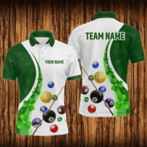 St Patrick Day Funny Ball Billiards Shirt Men Polo & 1/4 Zip Shirts Billiard Team NNT16