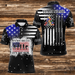 It's The Skill Custom American Flag Men Billiard Shirt Funny Billiard Jersey|Black TDM3571