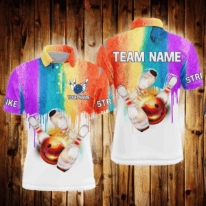 Rainbow Custom Bowling Shirt for Men Bowling Jersey Bowling Team League Polo Shirt QZT88