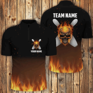 Flame Men Custom Bowling Shirts, Personalized Team Bowlers Jersey Short Sleeves IPHW5187