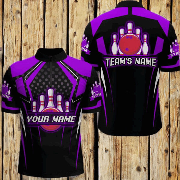 Personalized Bowling Jersey For Men Bowling Quarter-Zip Shirt For Team Strike BDT271