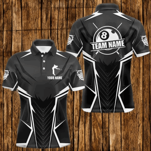 Billiard Jerseys For Men Custom Polo & Quarter-Zip Billiard Team Shirts, 8 Ball Pool Shirt |White TDM3533